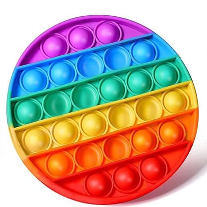 Rainbow Pop It Fidget Toy – Round Silicone Sensory Stress Reliever