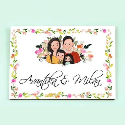 Family of 4 - Handpainted Personalised Name Plate