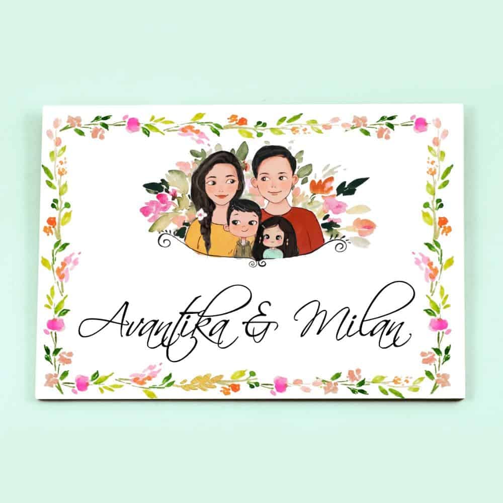 Family of 4 - Handpainted Personalised Name Plate