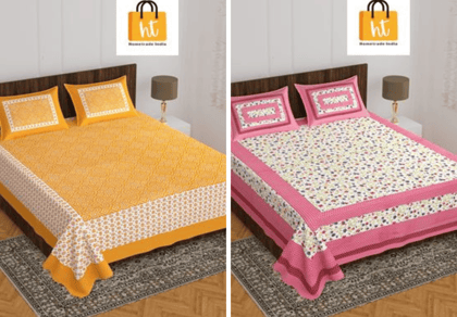 2201-Hometrade India- Standard Double Size (90*100 in )-Combo Double Bedsheet