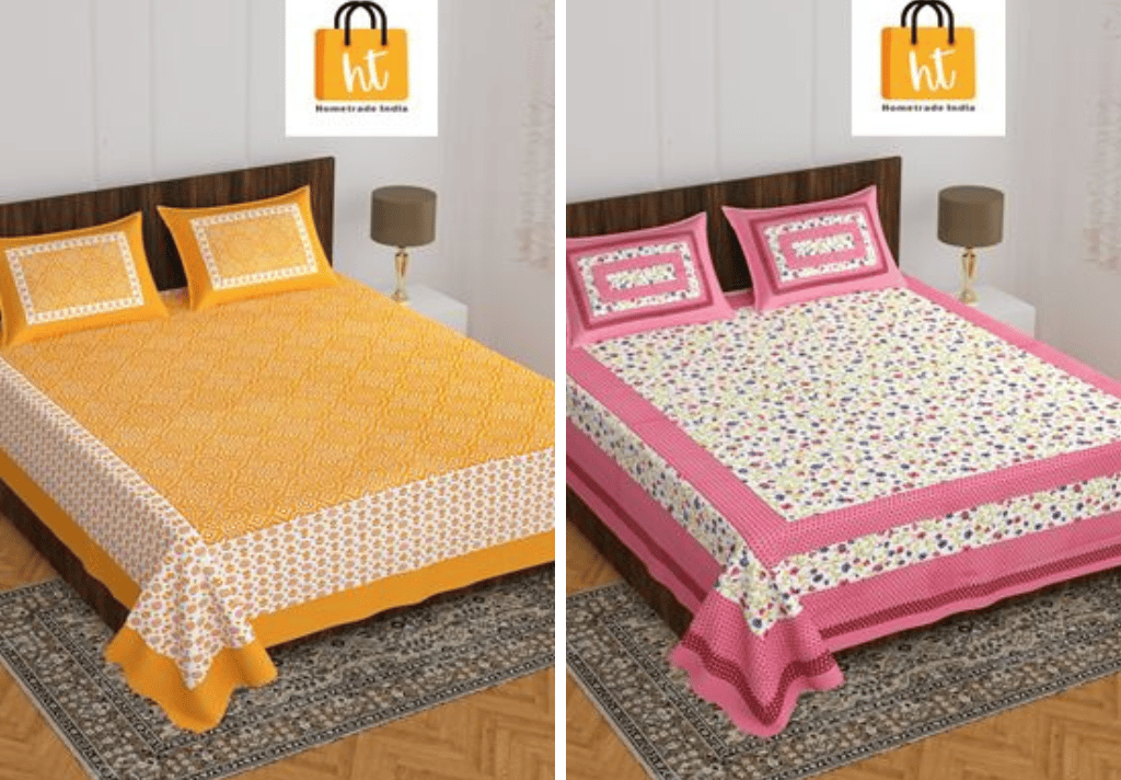 2201-Hometrade India- Standard Double Size (90*100 in )-Combo Double Bedsheet