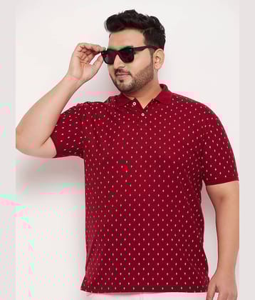 GET GOLF Pack of 1 Cotton Blend Regular Fit Printed Half Sleeves Men's Polo T Shirt ( Maroon )