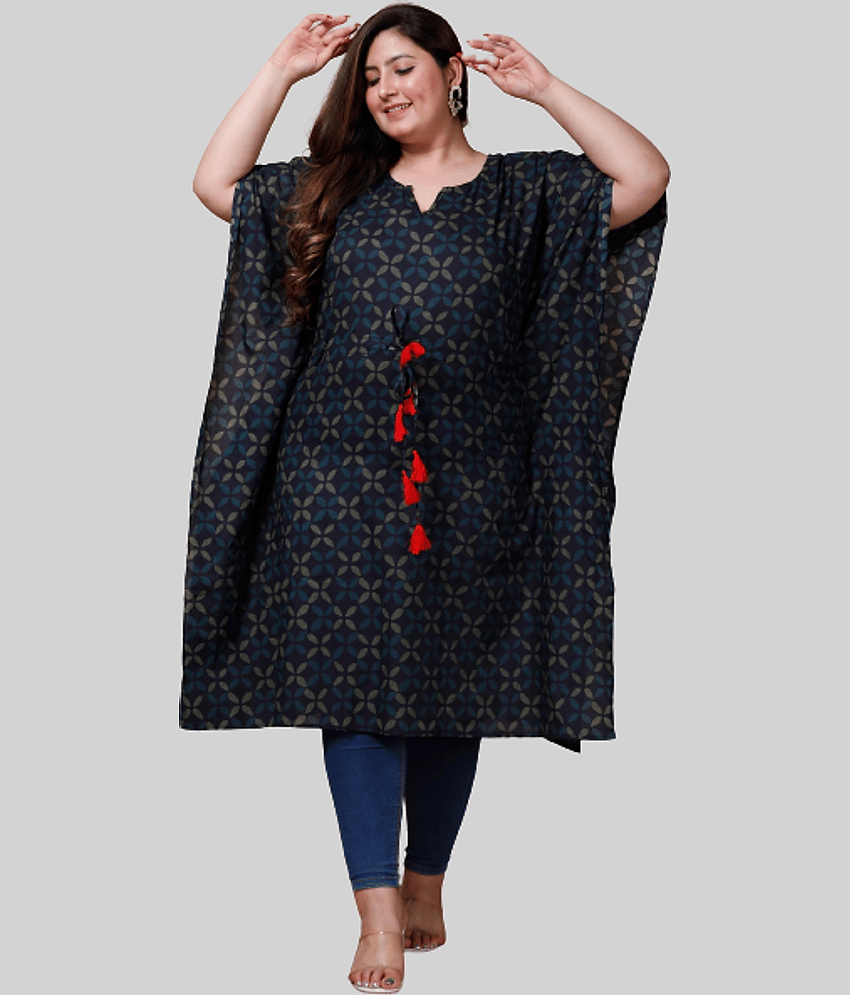 miravan - Blue Cotton Women's Kaftan Kurti ( Pack of 1 )