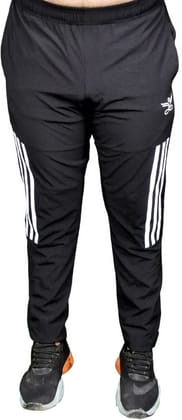 WILD MONSTER Men's White striped Black Regular Lowers S