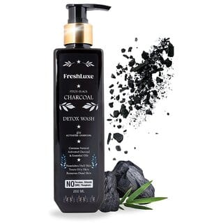 FreshLuxe Charcoal Aloevera Detox Body Wash Shower Gel for Refreshing and Hyderating Skin in 200ml