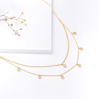 Golden Dual Layer Zircon Necklace