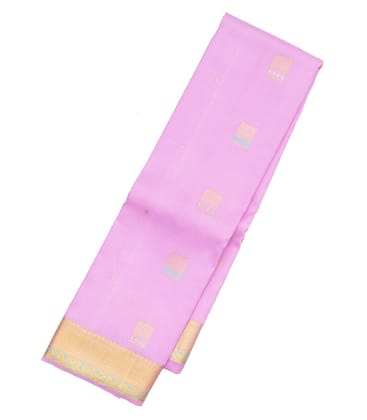 Lavender Handloom Kanchipuram Silk Saree With Meena Buttas-Lavander