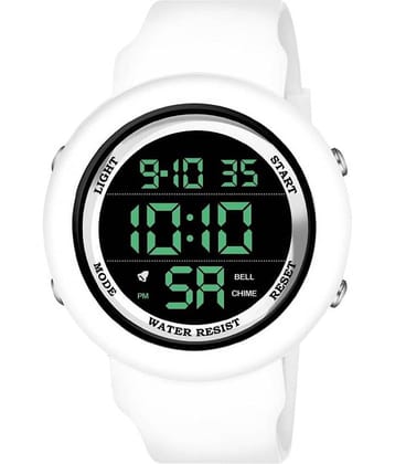 Renaissance Traders - White PU Digital Men's Watch