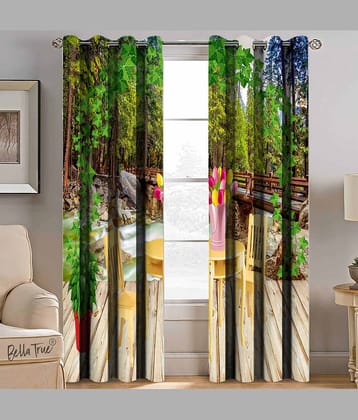 BELLA TRUE  Set of 2 Window SemiTransparent Eyelet Polyester Multi Color Curtains ( 152 x 113 cm )