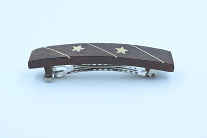 Wooden Dual Star Inlay Hair Clip Wooden Dual Star Inlay Hair Clip
