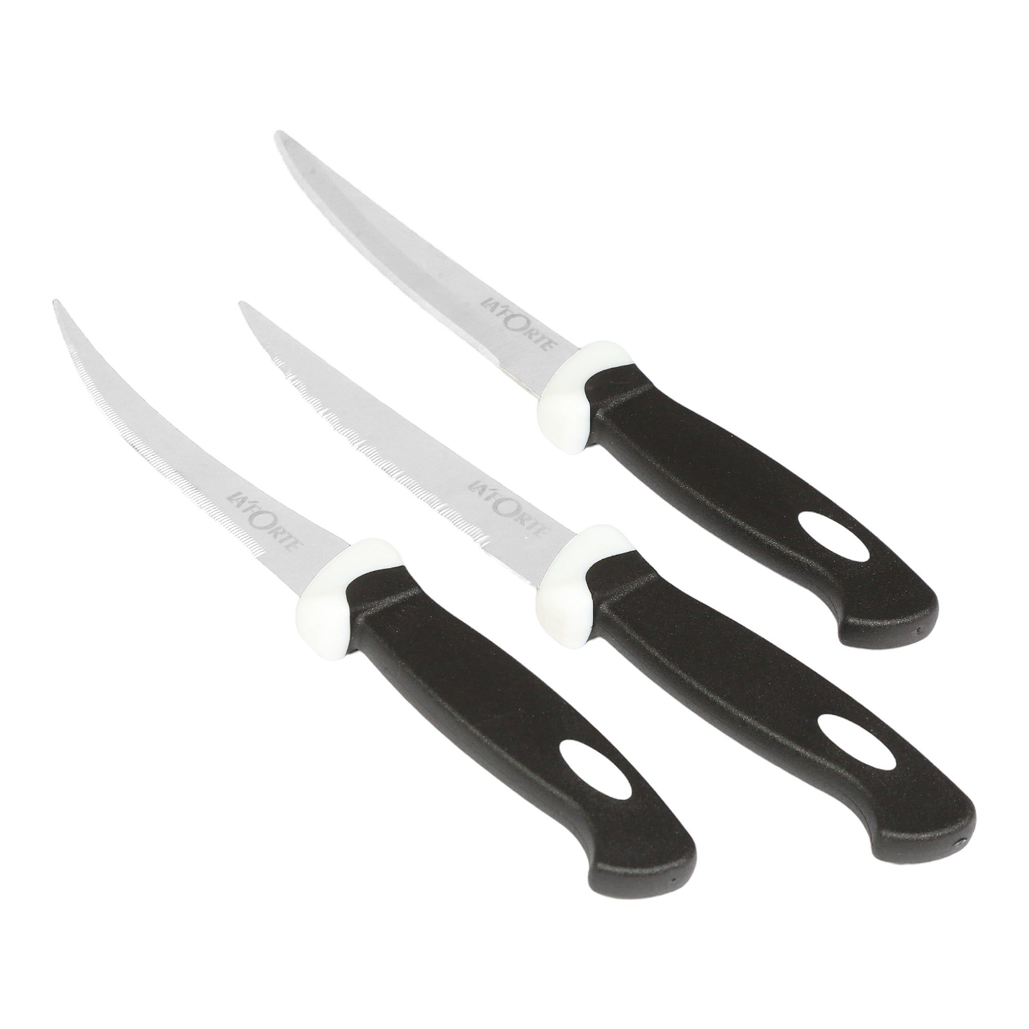 La Forte Stainless Steel Kitchen Knife Set with Soft Grip, 3-Pieces (Black)-01 Unit X Pack of 3
