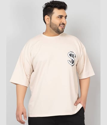 Chkokko Pack of 1 Cotton Blend Oversized Fit Men's T-Shirt ( Beige )