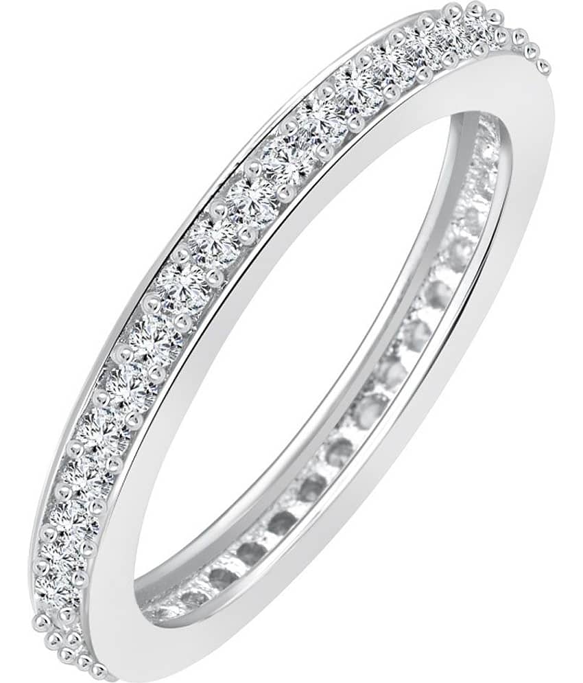 Vighnaharta Single Line Alloy Rhodium Plated Ring