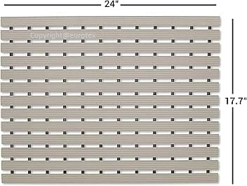 Eurotex Shower Mat Non Slip for Bathroom, Anti Skid Bathtub Mat (Plastic Stripped- Rubber Base, 46cm x 61cm)- Grey