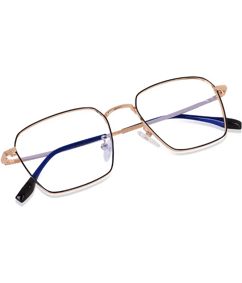 EYEHAWQ Gold Full Rim Square Computer Glasses ( Pack of 1 )
