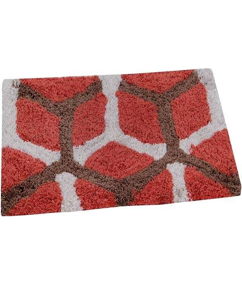 Aazeem Orange Cotton Abstract Floor Mat