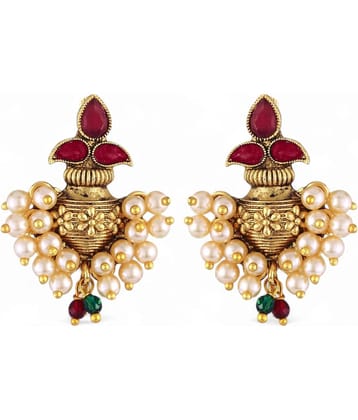 Vighnaharta Golden Danglers Earrings ( Pack of 1 )