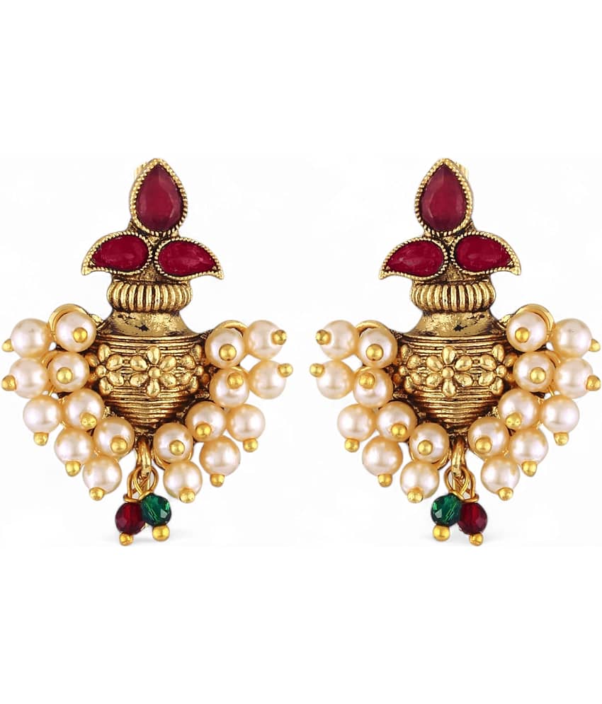 Vighnaharta Golden Danglers Earrings ( Pack of 1 )