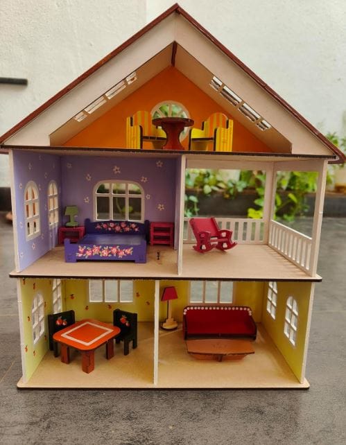 DIY Wooden Doll House with Furniture (Includes Paint Set)-Buy 1 Get @999