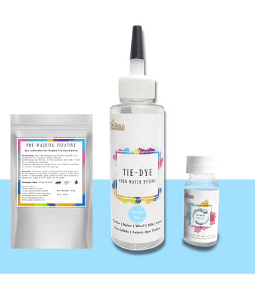 Kadam Tie Dye Pastel Sky, Cold Water Fabric Dye Color, 100mL Bottle with Prewashing Fixative mini and Free Kadam DyFix mini bottle