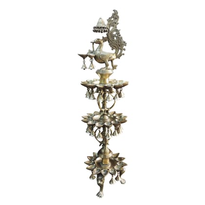 Brass Showpiece Fancy Peacock Deepak 3 Steps Deepak (BSMAS1491 A)