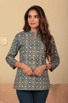 JAIPUR HANDBLOCK PRINT New collection of cotton hand printed short kurti 44
