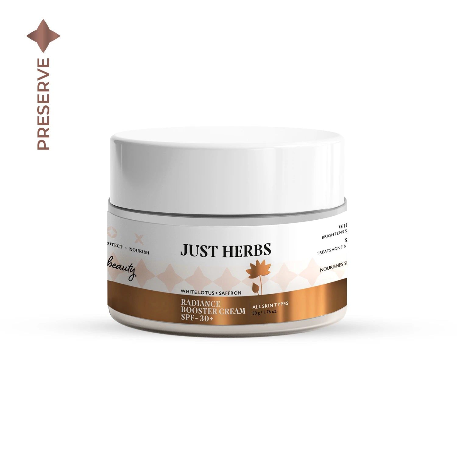Radiance Booster Cream SPF 30+ with White Lotus and Saffron - Just Herbs
