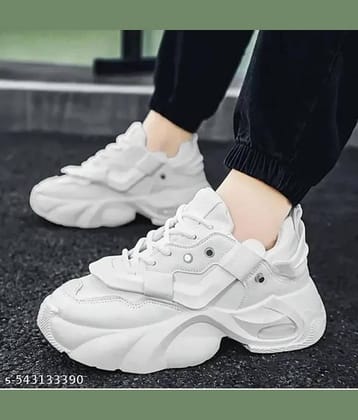 TrendWalk Shoes Sneakers For Men (White) White Men's Sneakers