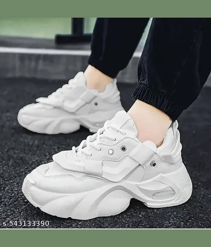 TrendWalk Shoes Sneakers For Men (White) White Men's Sneakers