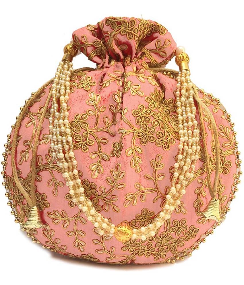 Bulbul Pink Silk Potli