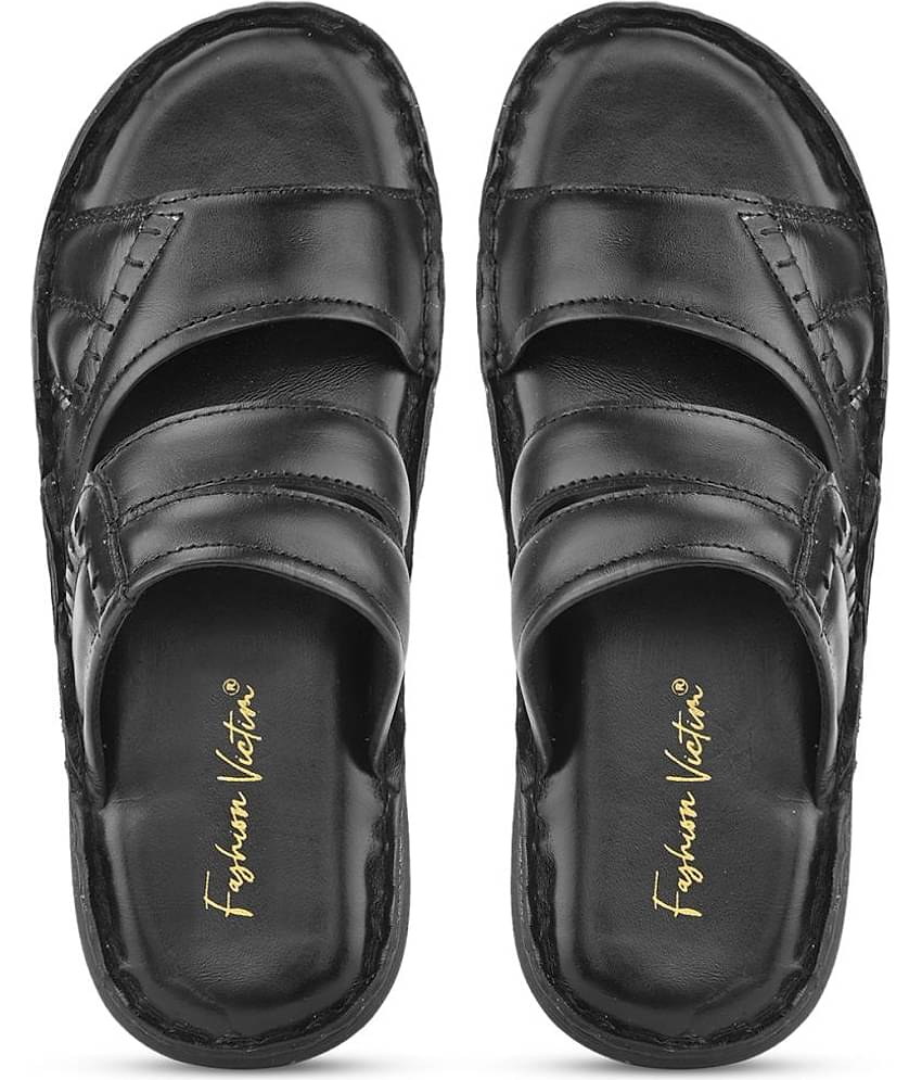 Fashion Victim Black Men's Leather Slipper