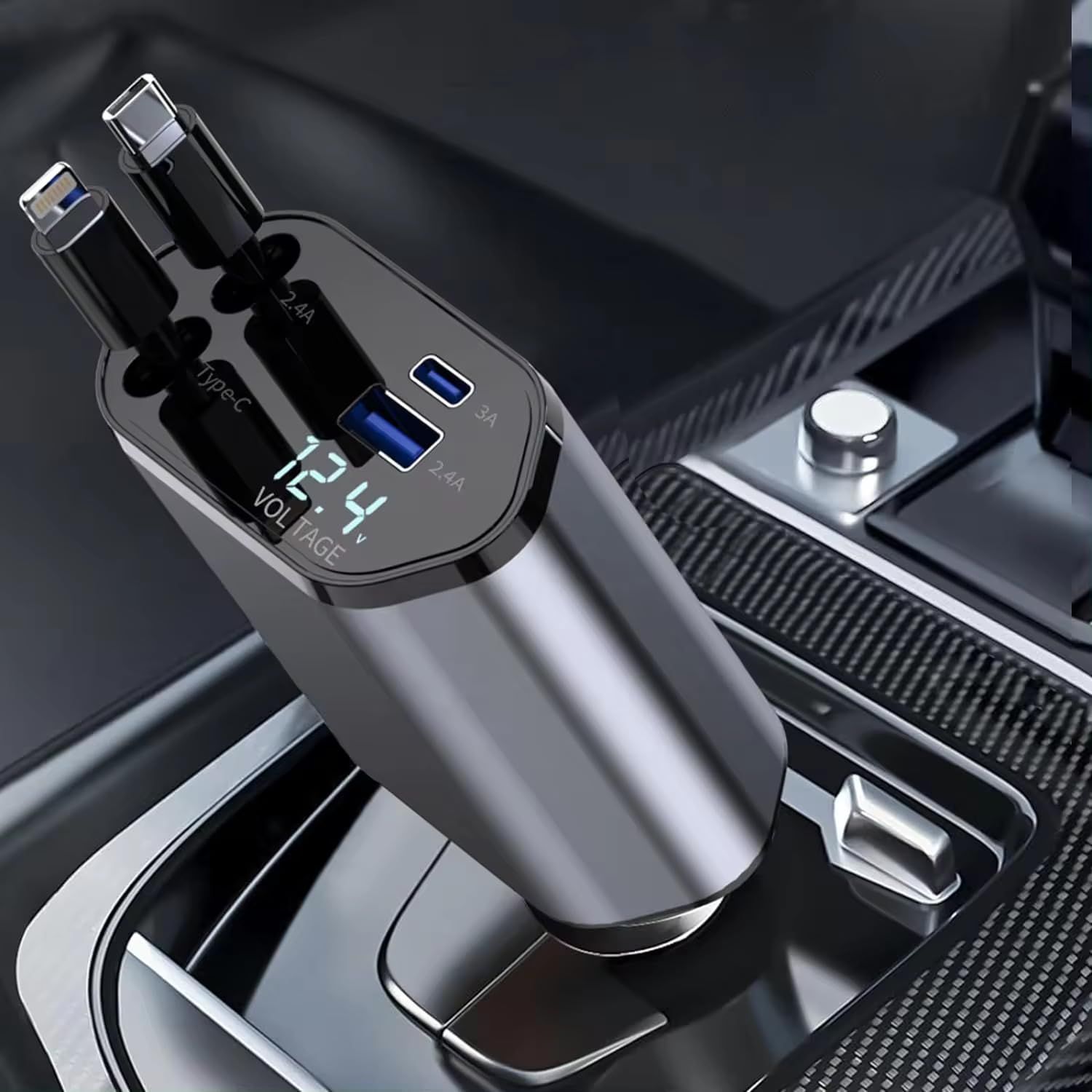 Muvit 120W 4 IN 1 Retractable Super Fast Car Charger