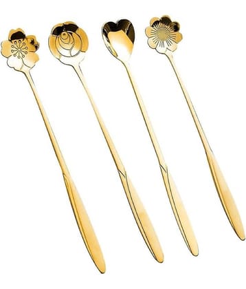 GKBOSS Stainless Steel Floral Spoons (Pack of 4)