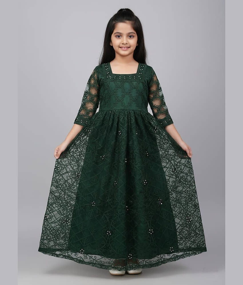Aika Net Dress For Girls ( Pack of 1 , Green )
