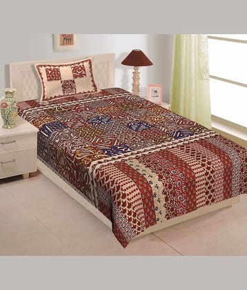 ABHACLOTHO Cotton 1 Single Bedsheet with 1 Pillow Cover ( Multicolor )