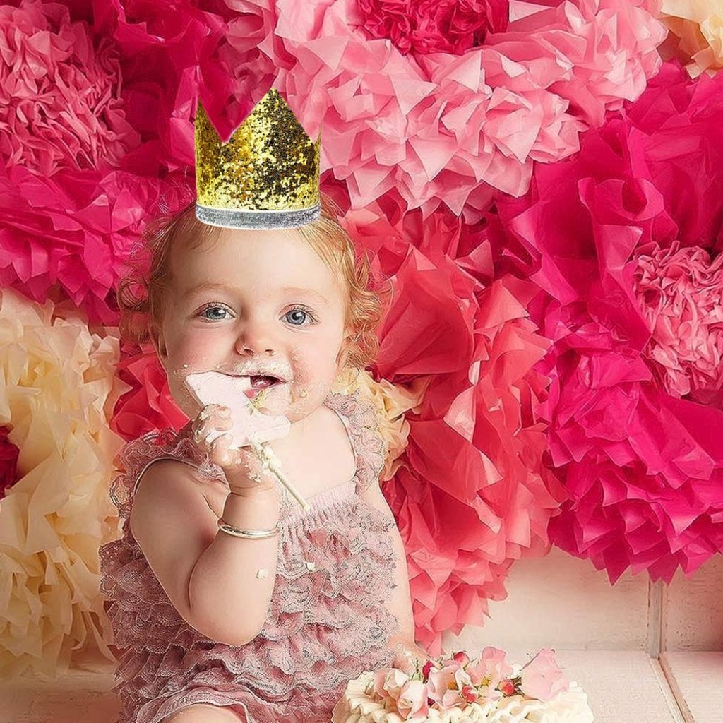 Kids Crown Gold Cap w/Pull Elastic & Customizable