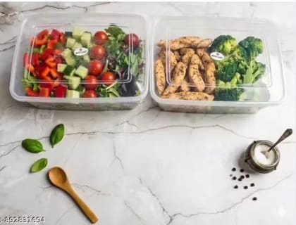 Premium Transparent Plastic Food Storage Containers - Airtight Kitchen Organizer Box Set (Pack of 2))