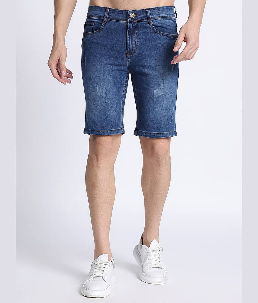 plounge Blue Denim Men's Shorts ( Pack of 1 )