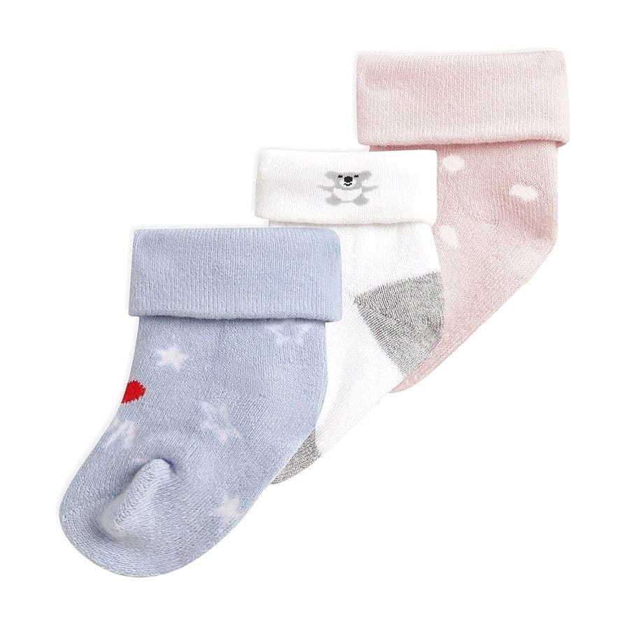 Cuddle Rib Unisex Mid Calf Socks Set of 3-0-6 M / Blue