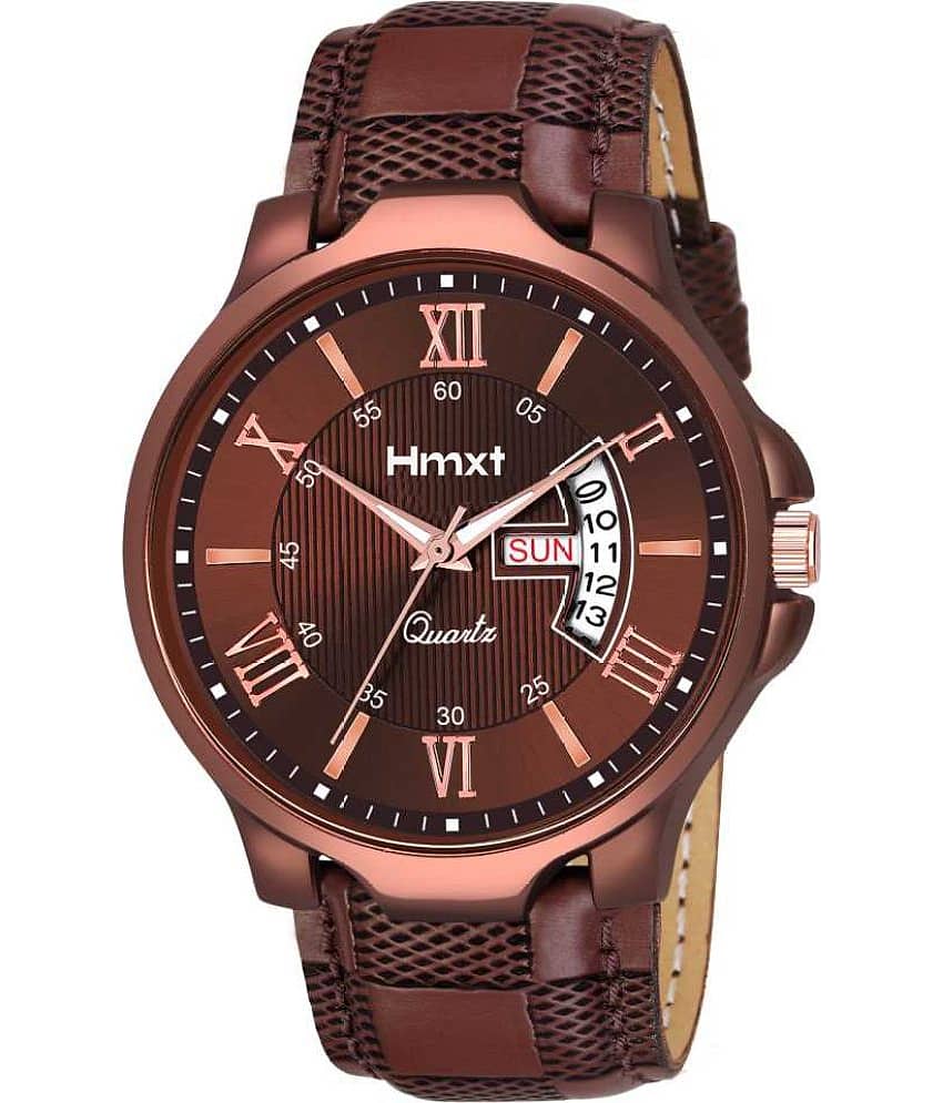 HMXT Brown Leather Analog Men's Watch