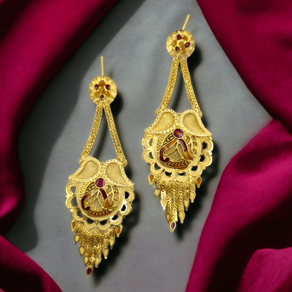 Glamorous Gold Plated Earrings with Sparkling Crystal,22k Gold Plated Earrings with Stunning Crystal Luxury Gold Plated Earrings