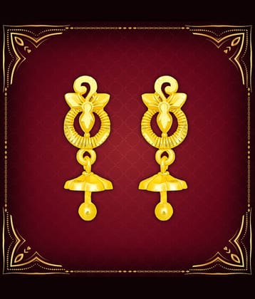 LUV FASHION Golden Drop Earrings ( Pack of 1 )