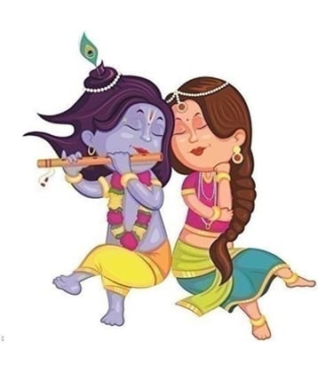 Print Mantras Radha Krishna Religious & Inspirational Sticker ( 65 x 61 cms )