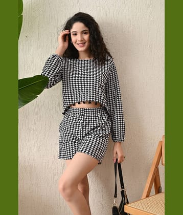 Lihana Women Printed Top With Shorts Co-Ord Set ( Off White )