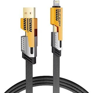 Digimate Type-C 1m Braided 4-in-1 65W Fast Charging Cable  Compatible with Apple and Android (Black)