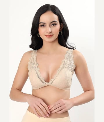 PARKHA Pack of 1 Nylon Lightly Padded Plunge Bra For Women ( Beige )