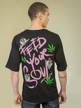 Punk FEED YOUR SOUL Oversized Tshirt-M / Black / FEED YOUR SOUL