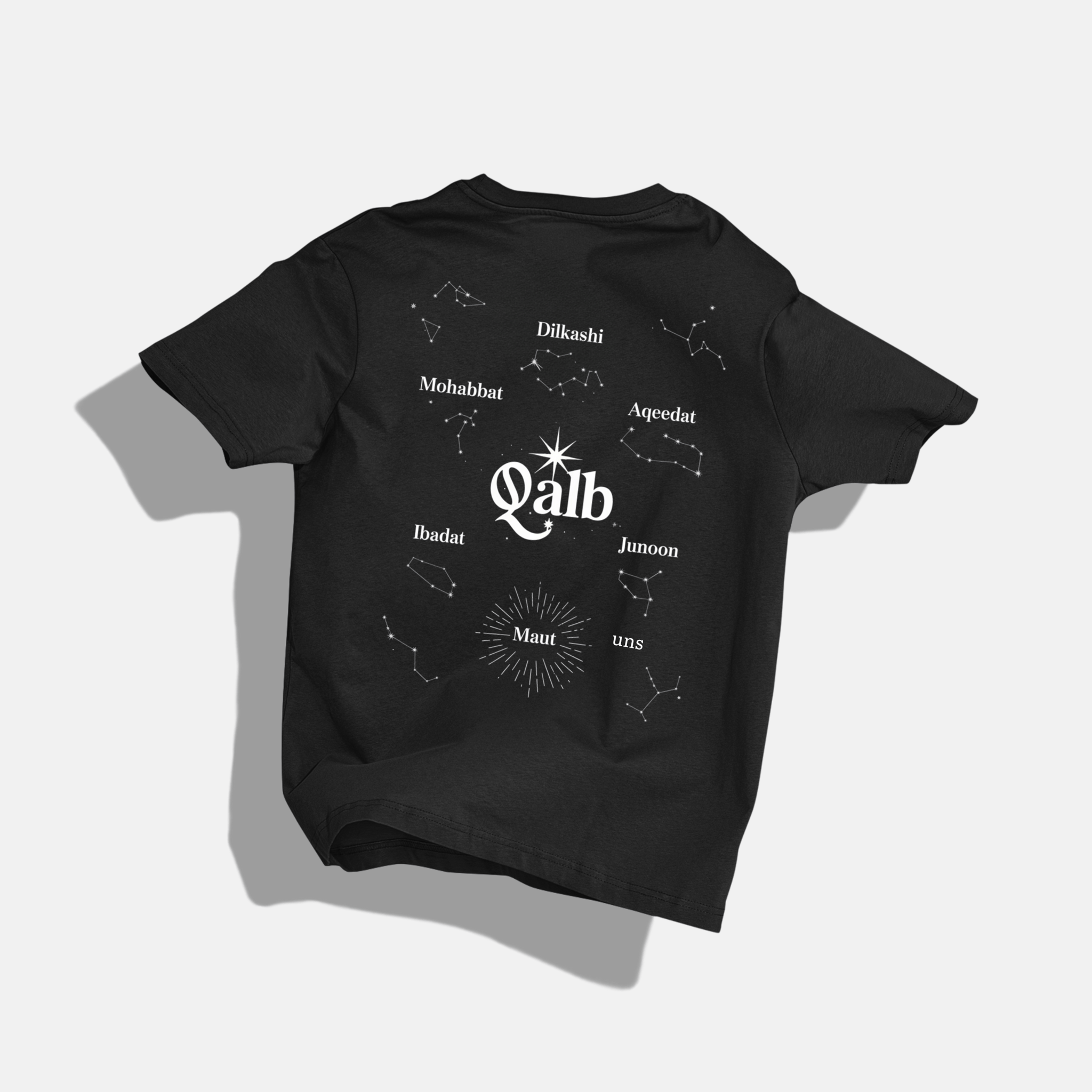 qalb movie malayalam inspired  - Round Neck Drop Shoulder Graphic Printed Oversized Cotton T-shirt-S / Black