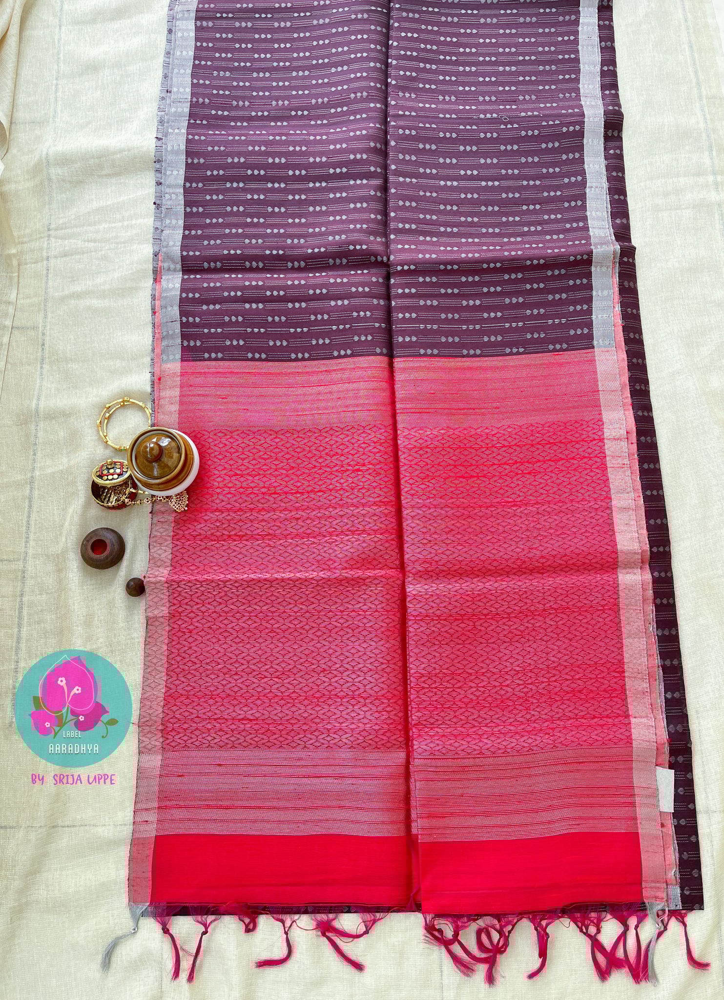 Pure Khadi Silk Coffee Brown color Saree