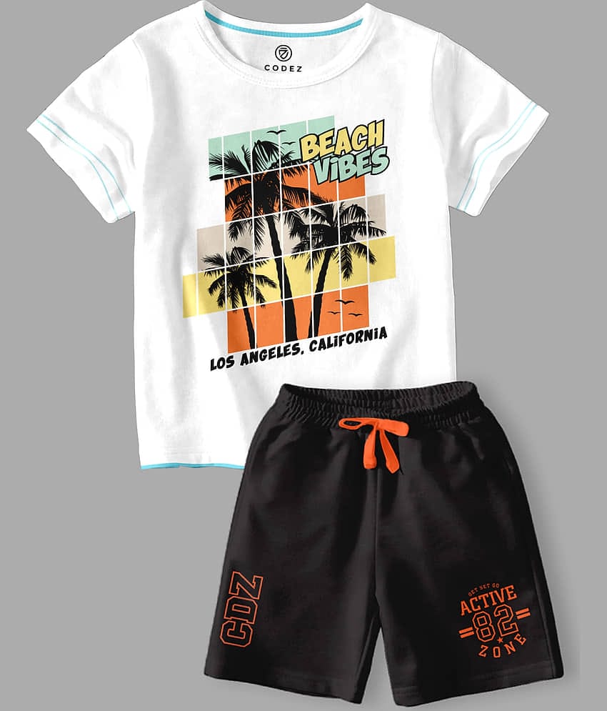 CODEZ Pack of 2 Boys Cotton Blend T-Shirt & Shorts Set ( Multicolor )